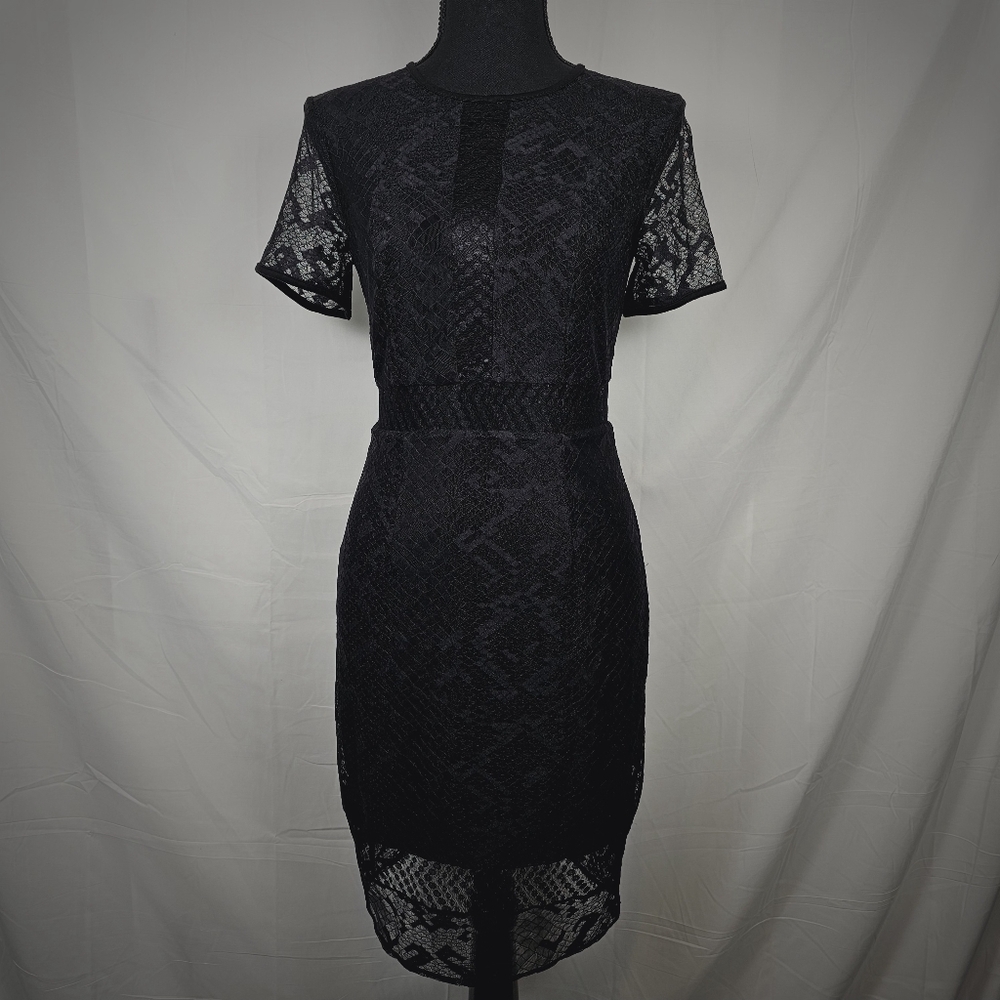 Bailey 44 Black Lace Blocked Sheath Dress.